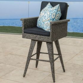 30" Outdoor Wicker Barstool with Water Resistant Cushions 1PC