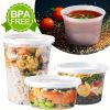 Deli Plastic Storage Containers with Lids 8oz, 16oz, 32oz (10 CT of each - Combo 30CT) Reusable Food Containers, Microwavable & Freezer Friendly - Dis