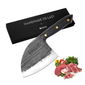 HDMD Cleaver Knife Meat Cleaver Knife For Meat Cutting, Real Hand Forged Knife High Carbon Steel Knife (size: Serbian Chefs Knife)